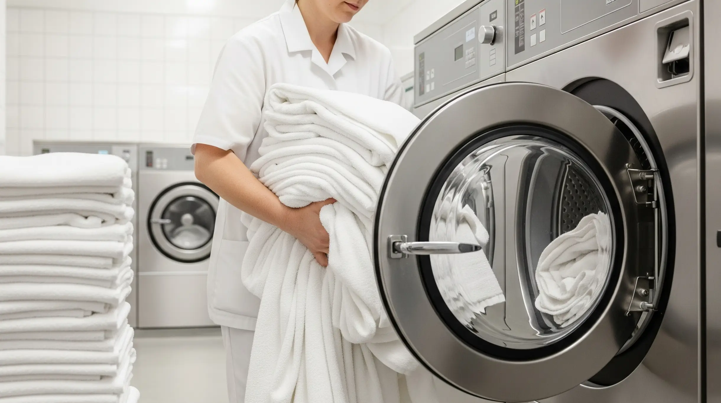 Loading A Commercial Washing Machine.