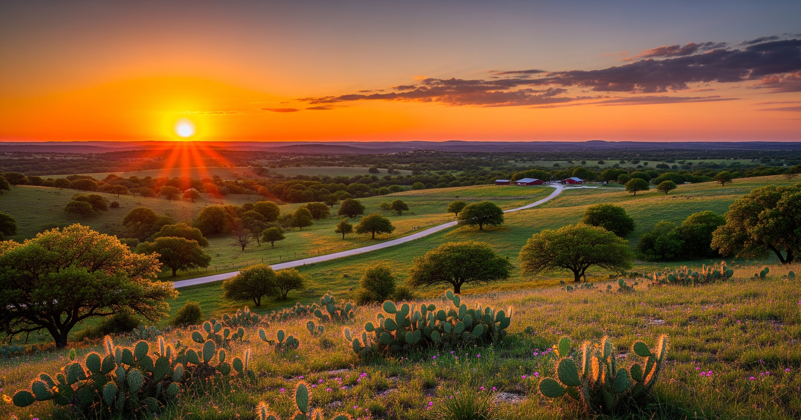 Texas Hill Country Sunset, Dripping Springs Landscape.