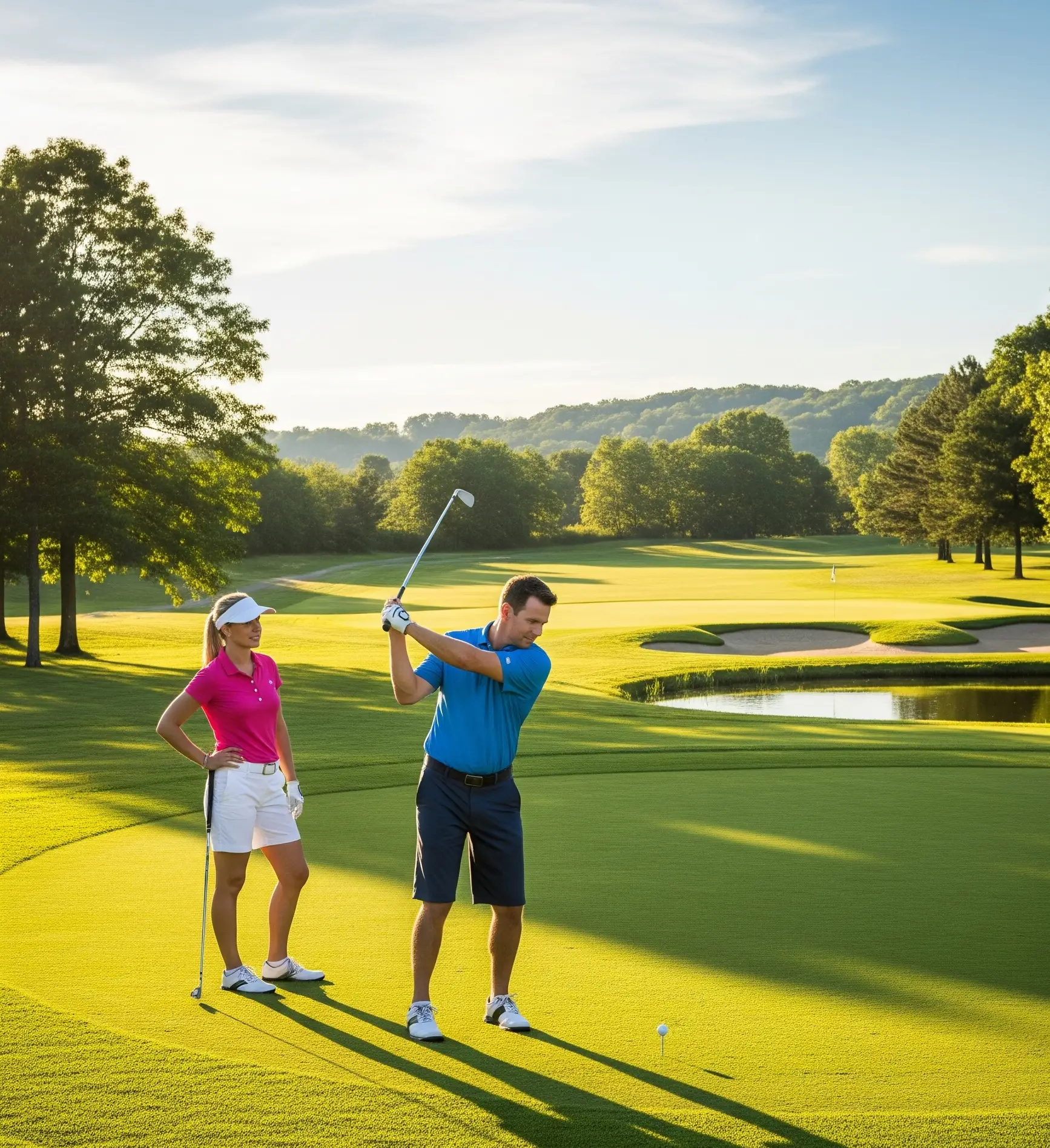 A Photo Of A Couple Playing A Round Of Golf At A Nearby Course