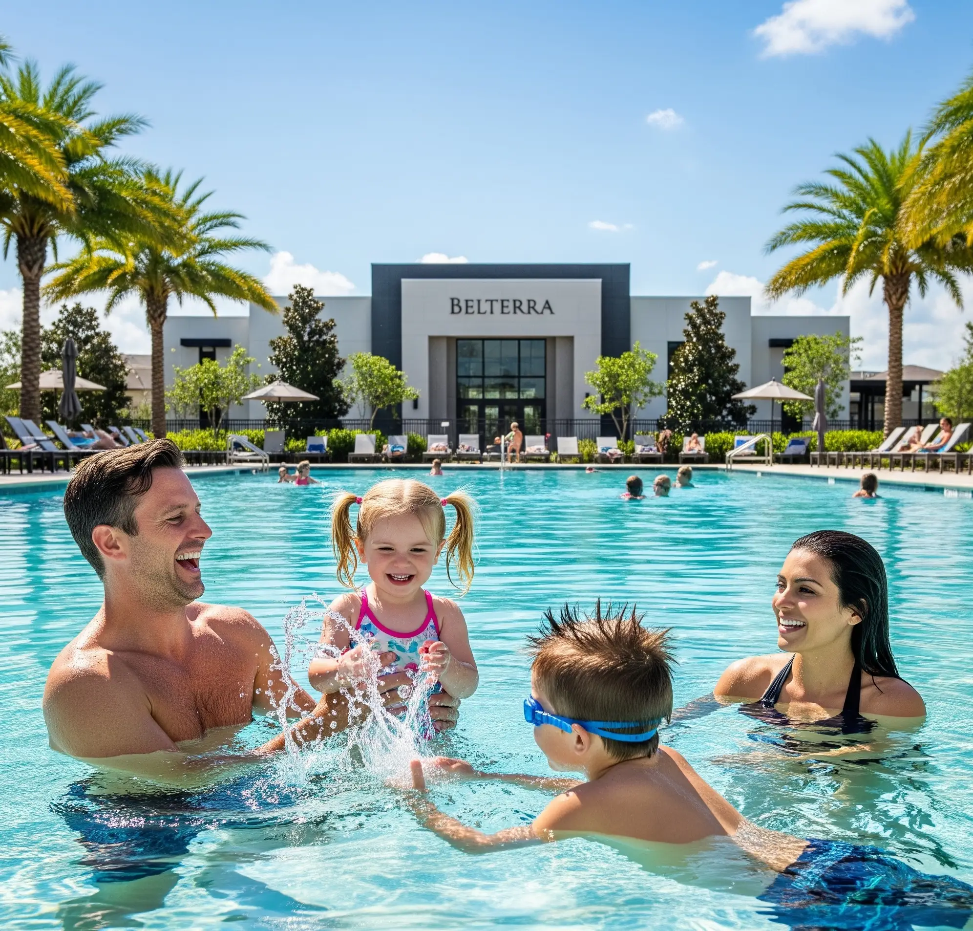 A Family Enjoying The Belterra Community Poo