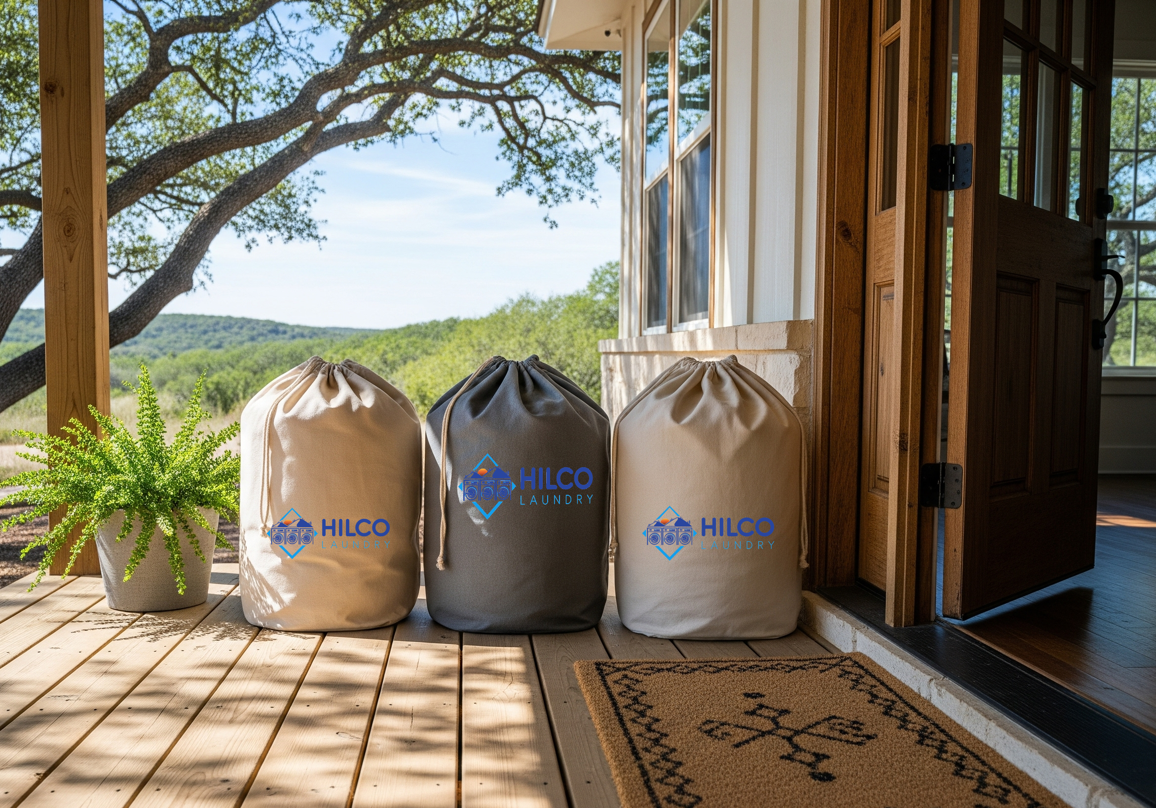 Hilco Laundry Bag, Sitting On A Welcoming Front Porch